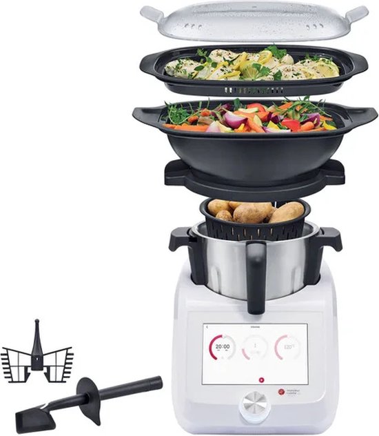 SILVERCREST® KITCHEN TOOLS Monsieur Cuisine Smart - Keukenmachine - Cookprocessor - Foodprocessor - Vermogen: 1200W - 4,5L Inhoud - 10 Snelheden - Cooking Pilot met 600 Recepten - 8 Inch Kleurentouchscreen - Spraakbesturing via Google Assistant - Wit van Merkloos