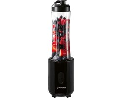 SILVERCREST® Smoothiemaker 300 W - Inhoud: max. 600 ml - Veiligheidsuitschakeling - Bereiding direct in de drinkbeker - Voor frisse mixdranken van fruit of bladgroenten - Met to go deksel, perfect voor onderweg - Zwart van SilverCrest