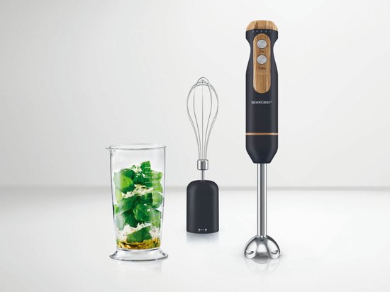 Silvercrest Staafmixer - 2-in-1: mixen en pureren - Vermogen: 600 W - Incl.: maatbeker - Blauw - 2-in-1: voor mixen en pureren - Turboknop voor krachtige impulsmixing - Hulpstukken gemaakt van RVS van SilverCrest