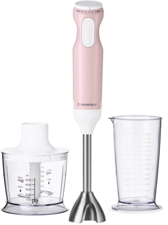SILVERCREST® Staafmixer set - Roze - 2 in 1 - 600 W van Merkloos