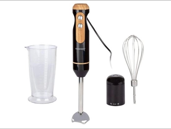 SILVERCREST® Staafmixer Zwart 600W - 3 in 1 -  5 snelheden - Met turboknop - Voor het mixen, pureren en fijnhakken van SilverCrest