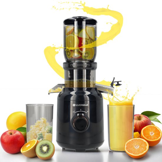 Silvergear Slowjuicer - Sapcentrifuge - Voor Groenten en Fruit - Juicer - Sapmachine - Zwart van SILVERGEAR