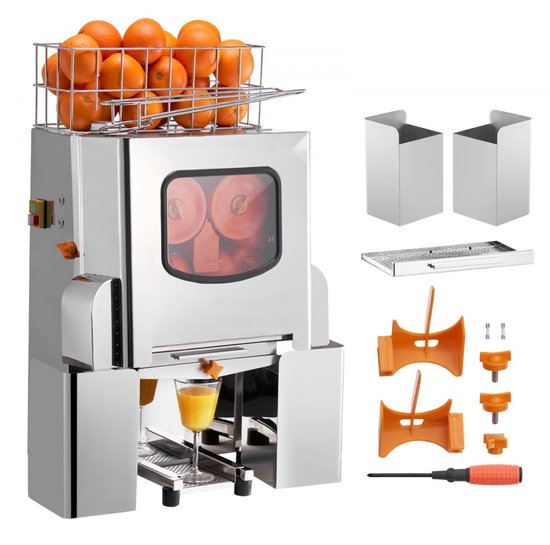 Sinaasappelpers - Automatische Commerciële Citruspers - 120W - 20 Sinaasappels/Minuut - RVS Behuizing & Deksel - Uittrekbaar Filter - Elektrisch