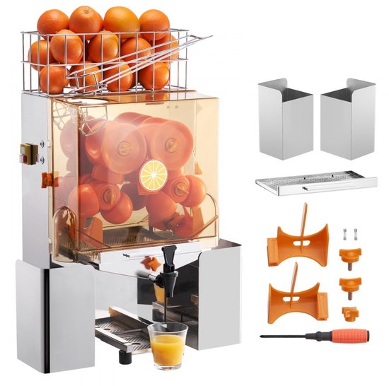 Sinaasappelpers - Commerciële Semi-automatische Citruspers - 120 W - 20 Sinaasappels per Minuut - RVS Behuizing - Met Kraan - Polycarbonaat Kap