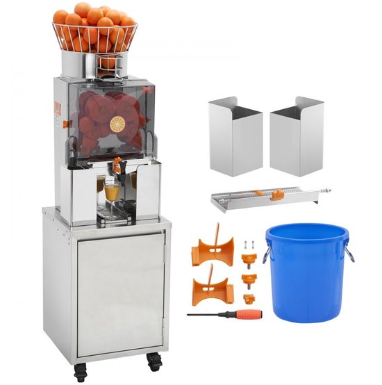 Sinaasappelpers - Professionele Commerciële Automatische Citruspers - 120 W - RVS Behuizing - 25 Sinaasappels per Minuut - Uittrekbaar Filter - Transparante Kap