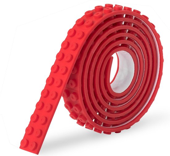 Sinji Play Stick & Brick - Flexibel Speelgoedtape - Lego Tape – Geschikt voor Lego City, Lego Creator, Lego Friends – Rood van Sinji