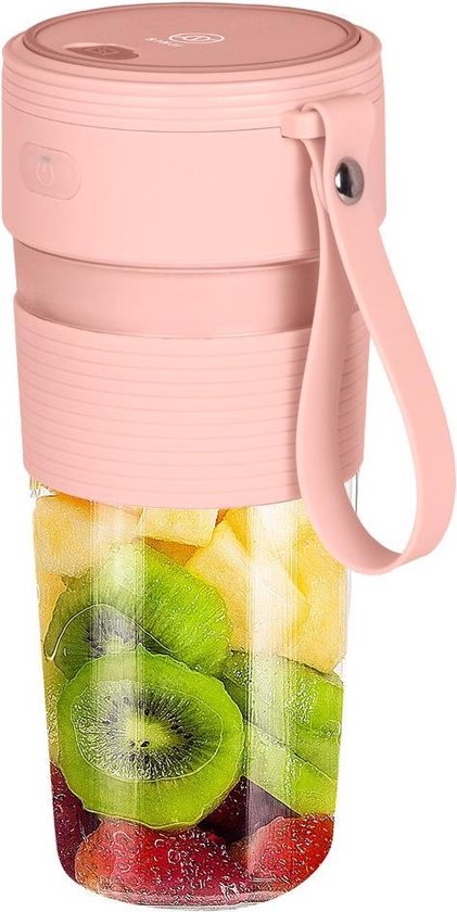 Sinji Portable Blender – Draagbare mini blender voor onderweg – Blender to go – Voor smoothies & (eiwit)shakes - 300ml – USB oplaadbaar - Roze van Sinji