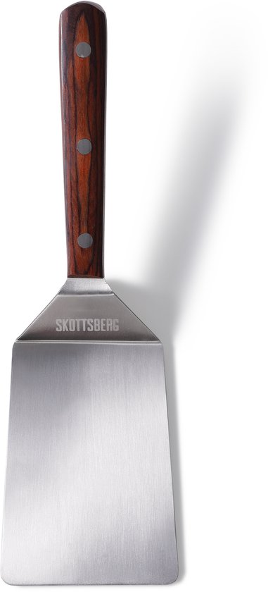 Skottsberg - Spatel - 28 cm - RVS - Houten handvat - Voor gietijzer en plaatstaal