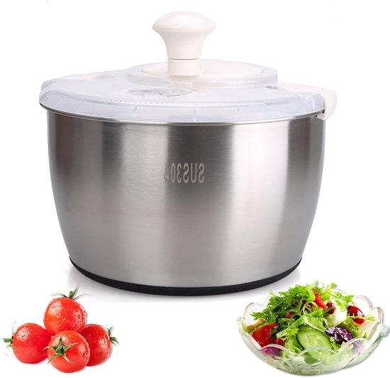Sla centrifuge - Groente droger - Groenten reinigen - Antislip basis - 5 liter capaciteit - Zilver