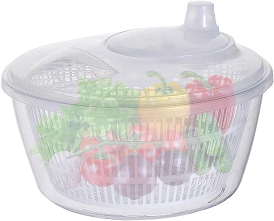 Sla centrifuge - Groente droger - Salades Maken - Geïntegreerd Afvoer - 22.9 x 12 cm - Wit