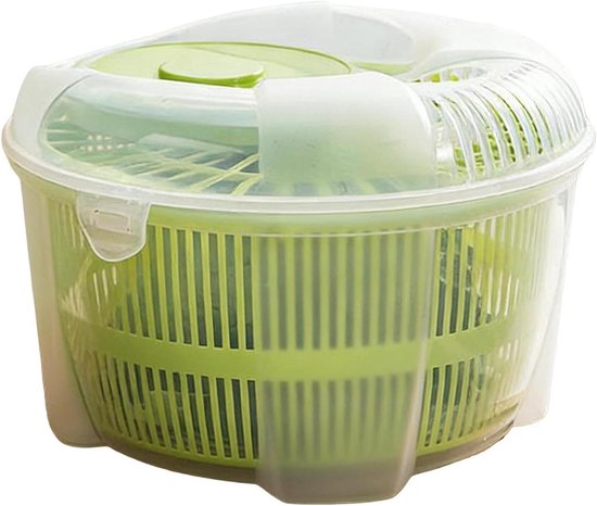 Sla Spinner - Groente Droger - Salade Bereiding - Handmatige Centrifugale Technologie - 23 x 23 x 17 cm - Groen