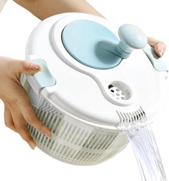 Sla Spinner - Groente Wasmachine - Maaltijd Prep - Stille Hand Crank - 5L Capaciteit - Wit