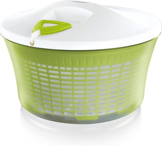 Slacentrifuge Comfort - Groente Droger - Salade Bereiden - Trekkoord Mechanisme - 55 Liter Inhoud - Wit Groen van Merkloos