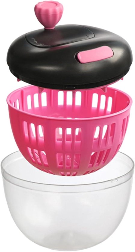Slacentrifuge - Draai Droger Zeef - Groenten Wassen - Intelligente Ruimteverdeling - 800 ml - Zwart en Roze