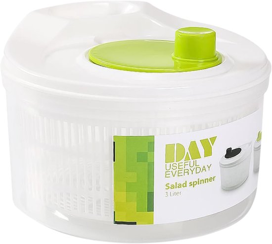 Slacentrifuge - Fruitdroger Keuken - Groente Wassen Drogen - Dubbellaags Ontwerp - 22 x 22 x 17 cm - Groen