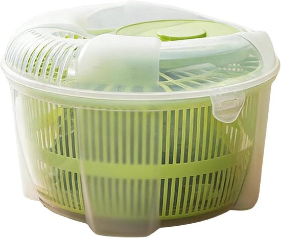 Slacentrifuge - Groente droger Fruit wasmachine - Groenten drogen - Handslinger mechanisme - 21 x 21 x 14 cm - Wit