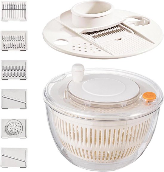 Slacentrifuge Groente Droger - Keuken Gadget - Maaltijd Voorbereiding - Antislip Stabiliteit - 24.5 cm - Wit