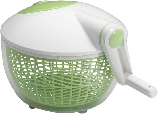 Slacentrifuge - Groente Droger - Salade Bereiden - Eenvoudige Bediening - 20cm Diameter - Grijs Geel Groen