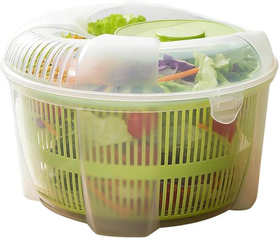 Slacentrifuge - Groente droger - Salade bereiden - Handmatige zwengel - 23 x 23 x 17 cm - Groen