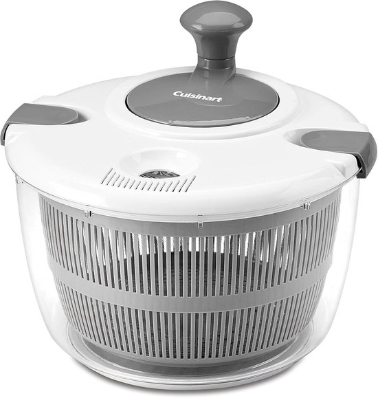 Slacentrifuge - Groente Droger - Salade Maken - BPA-Vrij Ontwerp - 5 Quarts Capaciteit - Wit Grijs