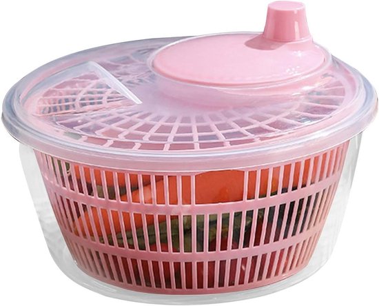 Slacentrifuge - Groente Droger - Salades Maken - Eenvoudig Water Verwijderen - 23 cm - Roze