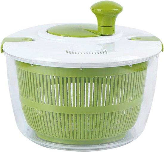 Slacentrifuge - Groente Droger - Snel Salade Drogen - Ergonomisch Zwengelsysteem - 24 x 22 cm - Wit Groen van Merkloos
