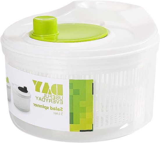 Slacentrifuge - Groentedroger Saladebereider - Salade Maken - Dubbellaags Ontwerp - 3 Liter - Groen