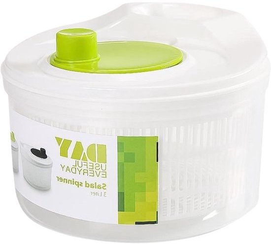 Slacentrifuge - Groentedroger - Saladebereider - Voor het maken van salade - Dubbellaags ontwerp - 3 liter - Groen