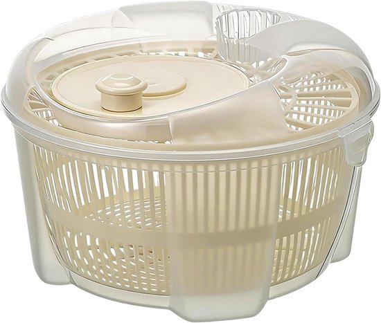 Slacentrifuge - Groentedroger - Saladebereiding - Handmatig Centrifugeren - 20 cm - Wit