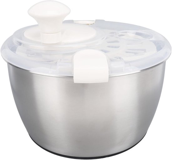 Slacentrifuge - Groentedroger - Verse Salades Maken - Roestvrijstalen Kom - 5 Liter - Zilver
