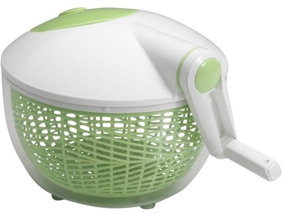 Slacentrifuge - Groentedroger - Voor het bereiden van salades - Eenvoudige bediening - Diameter 20 cm - Grijs geel groen