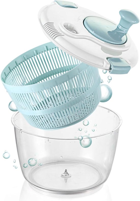Slacentrifuge - Groentemand Zeef - Salades Maken - Moeiteloze Bediening - 5 Liter - Wit
