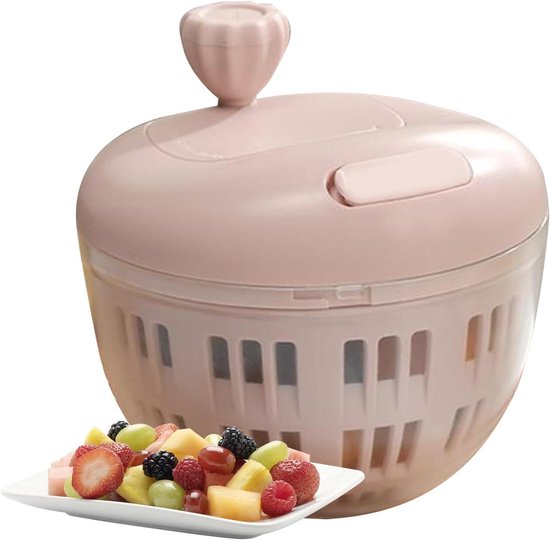 Slacentrifuge - Groentereiniger Bak - Salade Bereiden - Antislip Bodem - 800 ml - Roze