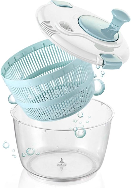 Slacentrifuge - Groentewasmachine - Maaltijd Voorbereiden - Handmatige Zwengel Bediening - 5 Liter - Wit