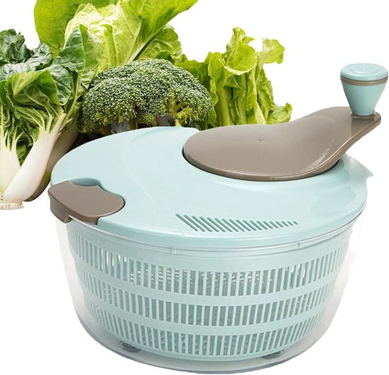 Slacentrifuge - Groentewasmachine Saladedroger - Groenten Drogen - Sneldrogende Functie - 25 x 22 cm - Wit