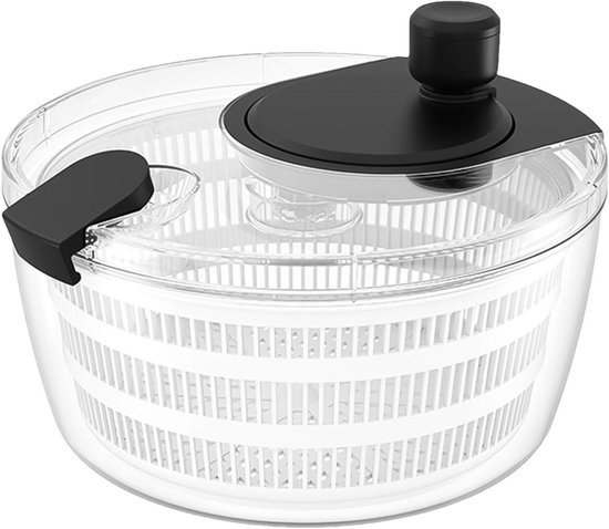 Slacentrifuge Handmatig - Groente Droger - Salade Bereiden - Veiligheidsgesp Stabiliteit - 4 Liter Kom - Transparant
