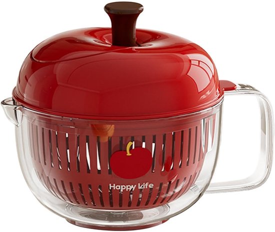 Slacentrifuge, handmatige wasmachine voor groenten en fruit, salade voor salade, bessen, groenten, droogproducten, huishoudelijke apparaten, camping, picknick - rood