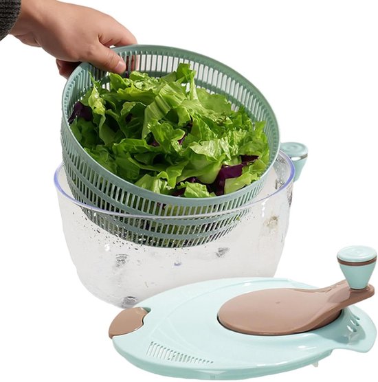 Slacentrifuge - Keuken Salade Droger - Groenten Wassen - Dubbellaags Ontwerp - 24.5 cm - Blauw van Merkloos