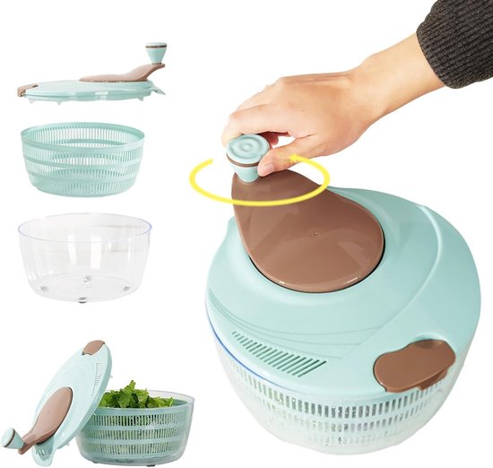 Slacentrifuge Kom - Salade Droger - Keuken Werk - Tweelaags Ontwerp - 24.5 cm Diameter