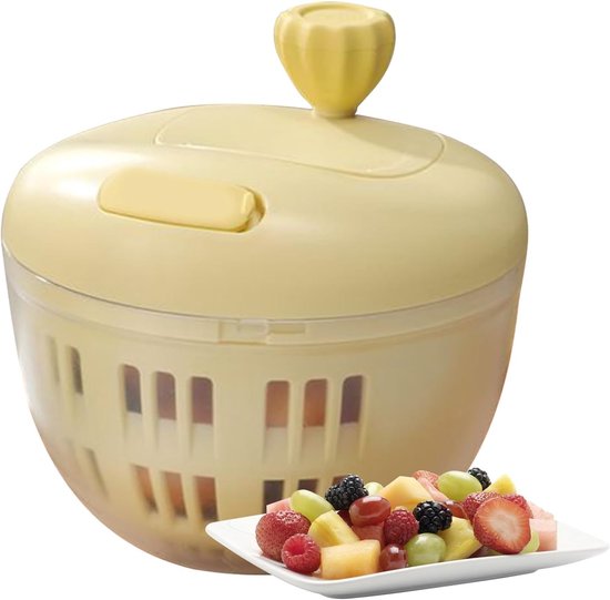Slacentrifuge Kom - Salade Droger - Keukenwerk Buiten - Antislip Bodem Stabiliteit - 800 ml Inhoud - Geel