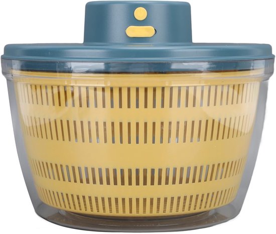 Slacentrifuge met Kom - Groentedroger Fruitwasser - Snel Salades Drogen - Multifunctioneel Zelfreinigend - 4L Capaciteit - Blauw van Merkloos