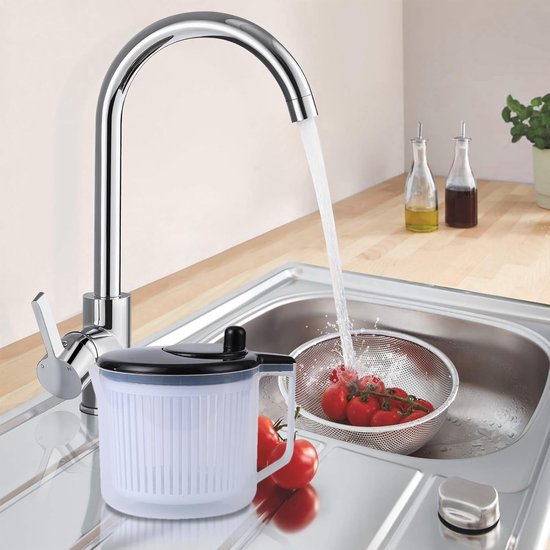 Slacentrifuge met Uitperser - Groentedroger Keuken - Salades Bereiden - Efficiënte Vochtcontrole - 201B x 178H cm - Zwart
