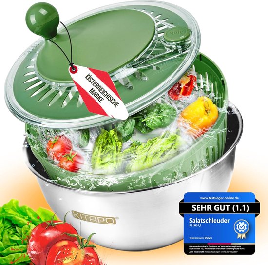 Slacentrifuge - Salade Droger - Gezond Eten - 2-in-1 Kom Functie - 45 Liter