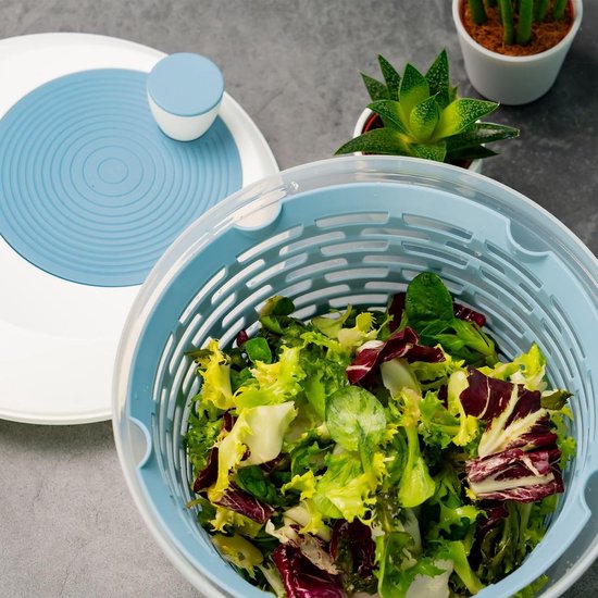 Slacentrifuge - Salade Droger - Salade Bereiden - Ruimtebesparend Ontwerp - 4.4 Liter - Blauw