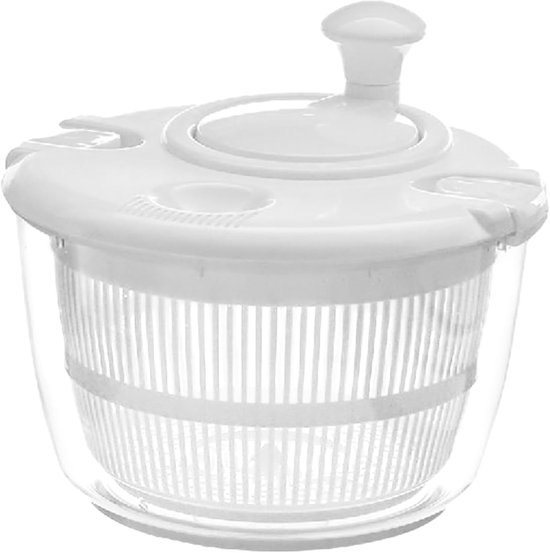 Slacentrifuge - Salade Droger - Verse Salades Maken - Krachtige Centrale Pomp - 5 Liter - Wit