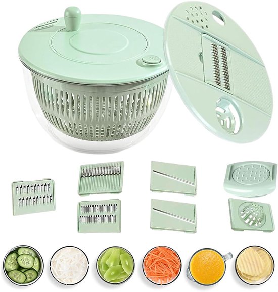 Slacentrifuge Set - Keukenmachine Groente - Maaltijd Voorbereiding - Multifunctioneel Keukenhulpmiddel - 23.5 cm - Lichtgroen