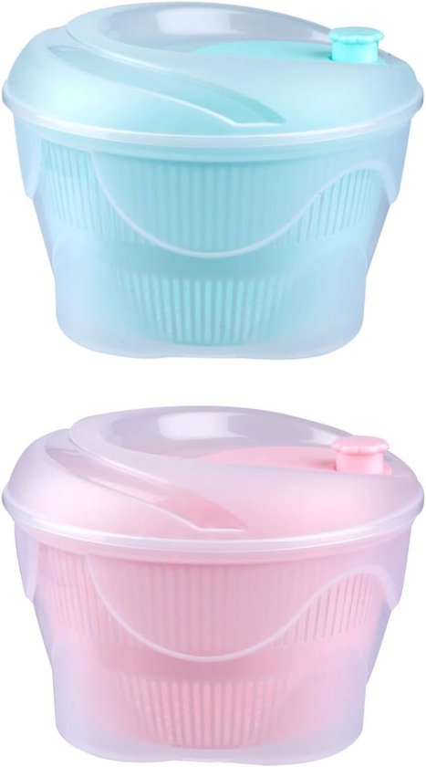Slacentrifuge Set - Salade Droger - Knapperige Salades Maken - Zwengel Bediening - 5 Liter - Turquoise