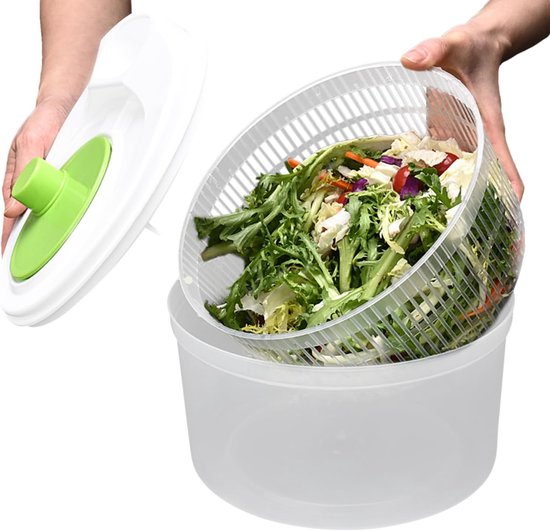 Slakom Spinner - Fruitwasser Droger - Salade Bereiden - Dubbellaags Ontwerp - 22 x 22 x 17 cm - Groen