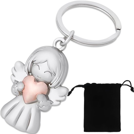Sleutelhanger met ster en hart, beschermengel gelukssymbool, schattig cadeau-idee voor vriendin, liefde en bescherming van Merkloos