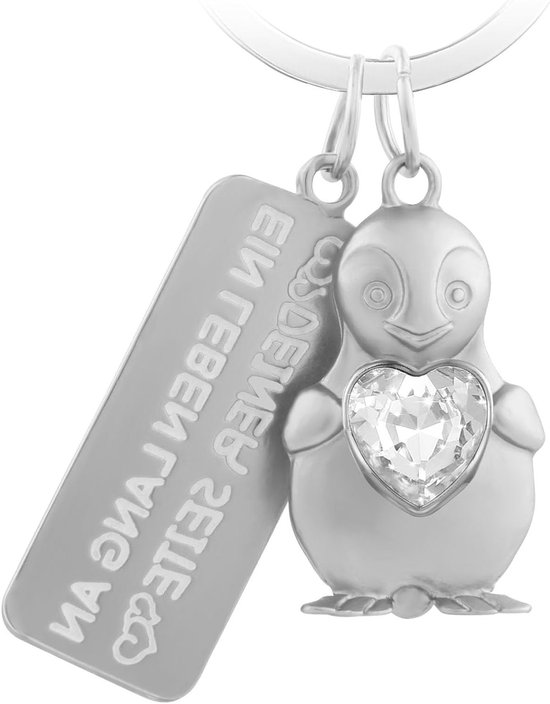 Sleutelhanger Pinguïn met Gravure, Romantisch Cadeau voor Stellen, Geluksbrenger met Hartbedel, Ideaal voor Vriendin en Verliefden, Zink, Persoonlijk en Uniek Geschenk